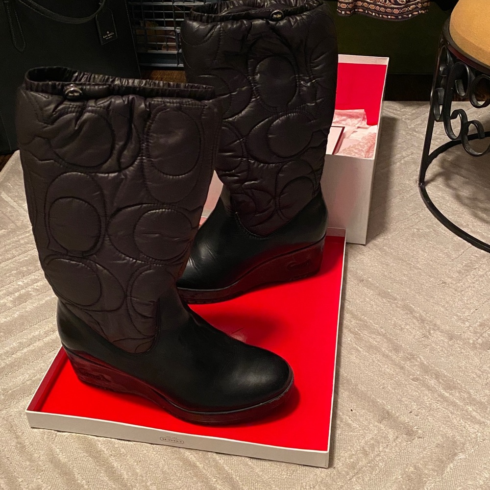 Coach Black Quilted Boots